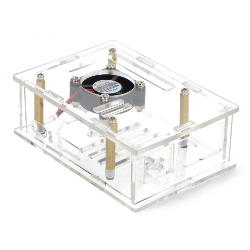 Gehäuse für Raspberry Pi 5 - offen mit Lüfter - transparent