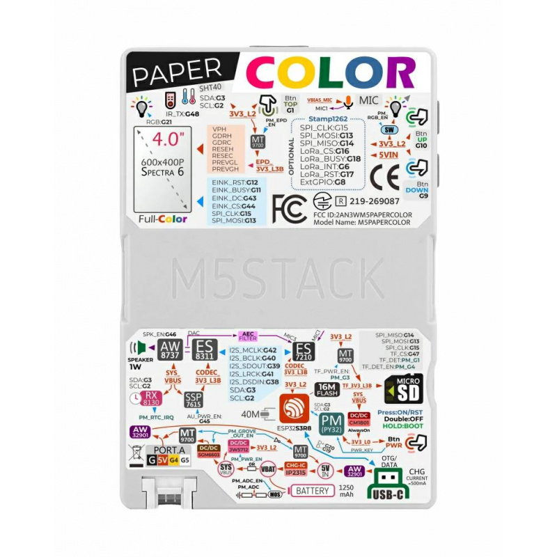 M5Paper Color ESP32S3 Dev Kit (600x400, 4" SPECTRA 6 eInk