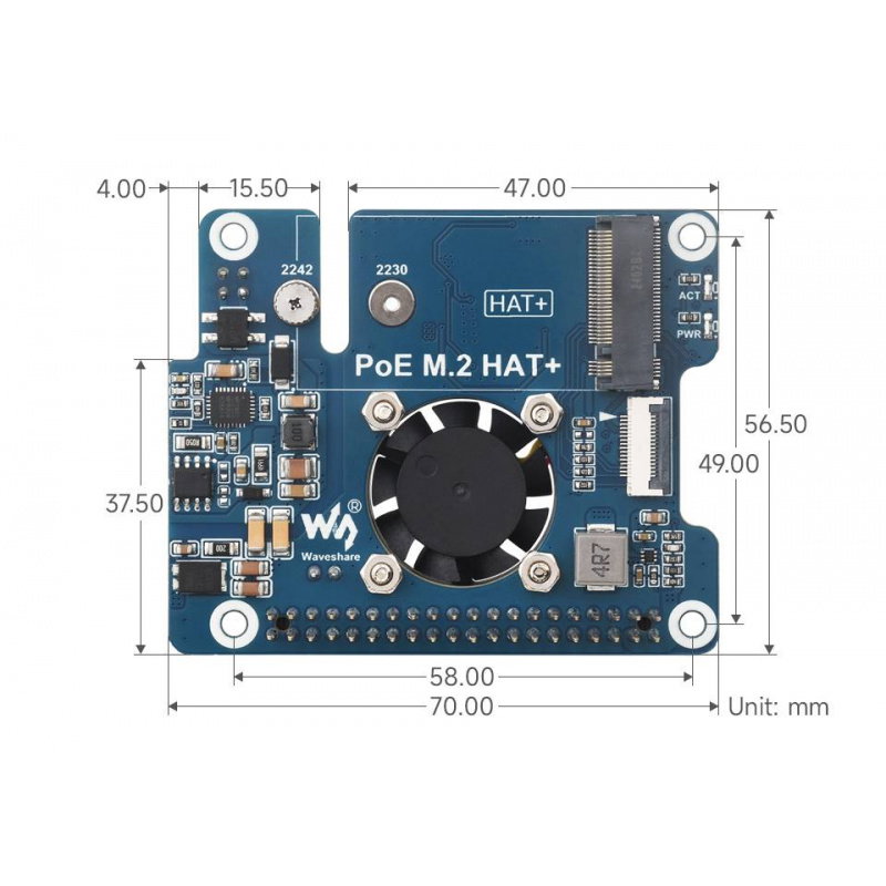 PCIe To M.2 Adapter With PoE Function For Raspberry Pi 5