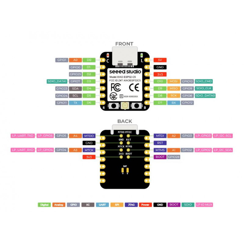 Seeed Studio XIAO ESP32-C5 (Un-Soldered)