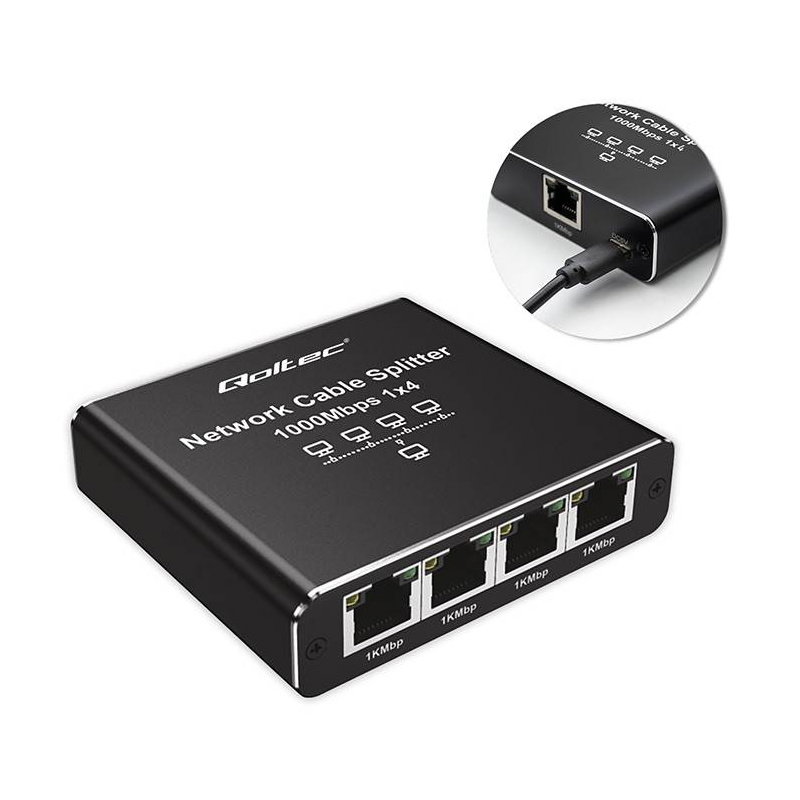 Qoltec Rozdzielacz Splitter Ethernet mini SWITCH 1x4 RJ45 |