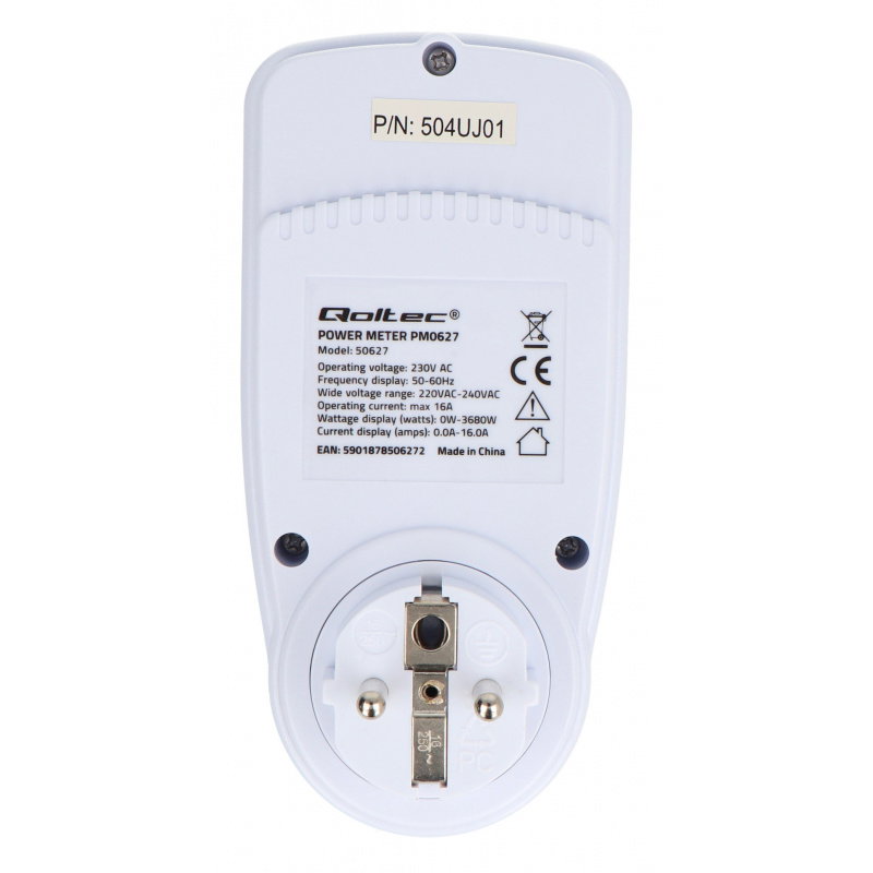 Qoltec Watomierz Licznik zużycia energii PM0626 | 3680W | 16A |
