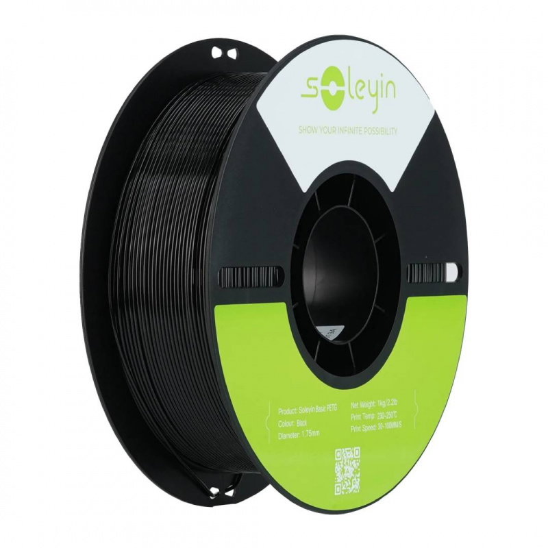Soleyin Basic PETG Black_1.75_1KG_Black Neutral Tray_ Eco