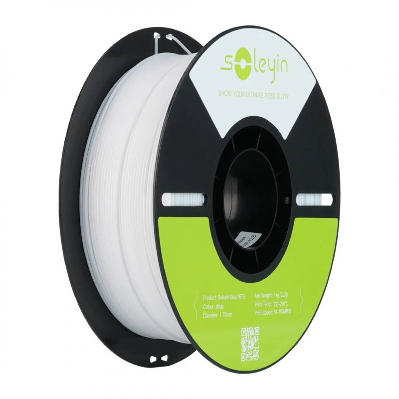 Soleyin Basic PETG White_1.75_1KG_Black Neutral Tray_ Eco