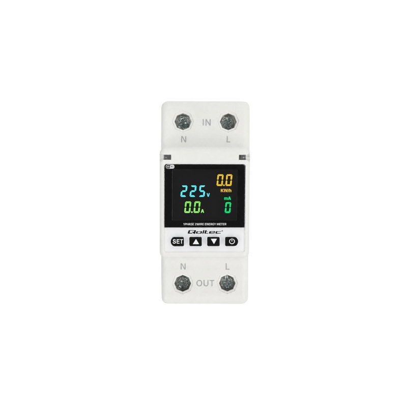 Qoltec Jednofazowy elektroniczny licznik watomierz | miernik