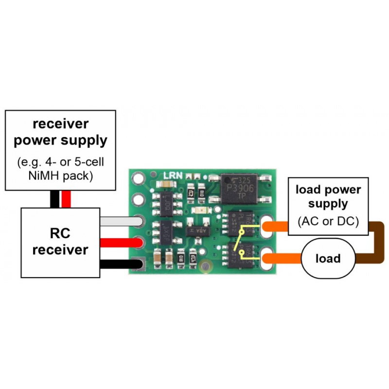 Pololu RC Switch with Isolated Solid State Relay/Switch, SPST