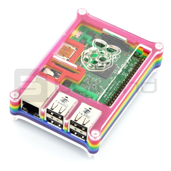 Rainbow Case B - farbiges transparentes Gehäuse für Raspberry Pi 2B