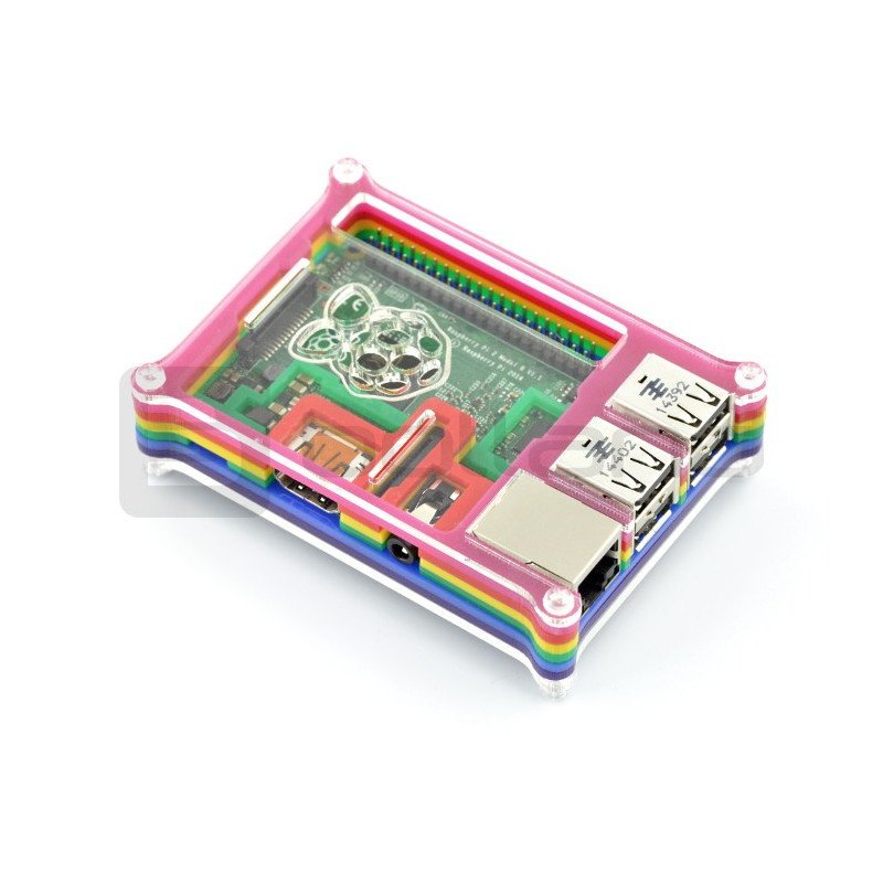 Rainbow Case B - farbiges transparentes Gehäuse für Raspberry Pi 2B