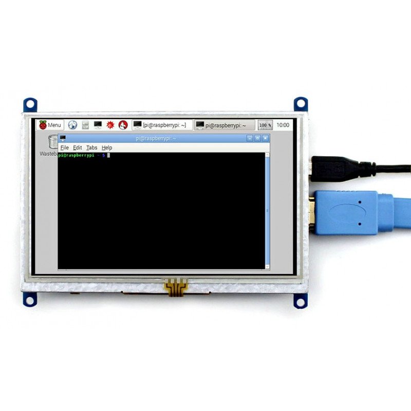 TFT 5 "LCD resistiver Touchscreen 800x480px HDMI + USB für Raspberry Pi 2 / B + und Schwarz-Weiß-Gehäuse