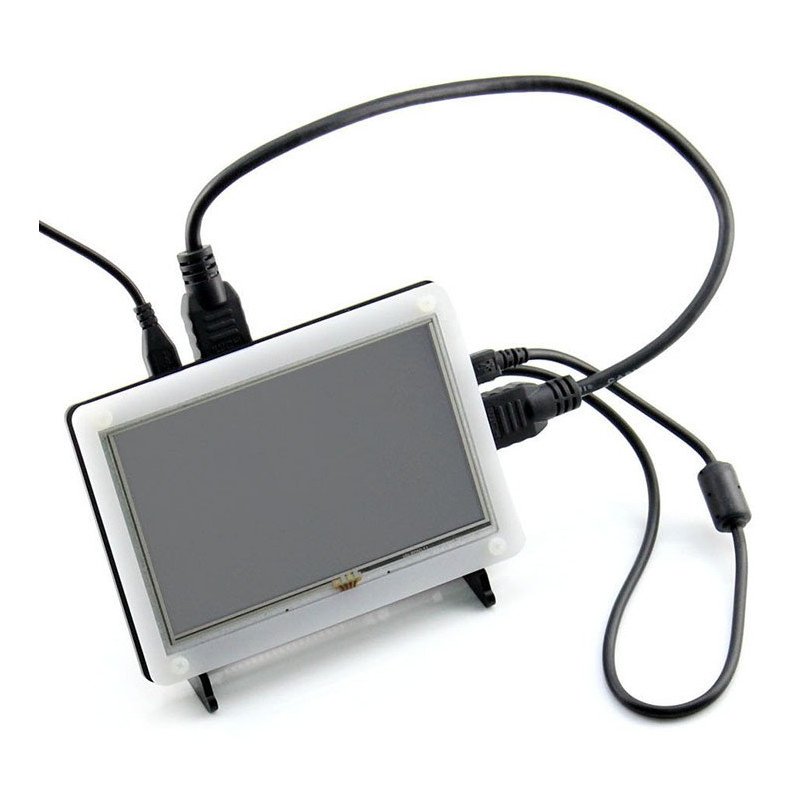 TFT 5 "LCD resistiver Touchscreen 800x480px HDMI + USB für Raspberry Pi 2 / B + und Schwarz-Weiß-Gehäuse