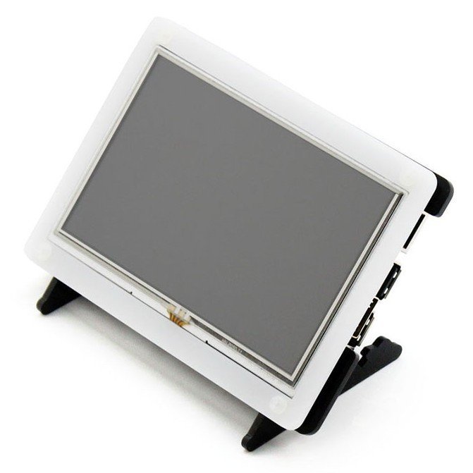 Resistiver Touchscreen LCD TFT 5 '' 800x480px HDMI + GPIO für Raspberry Pi 2 / B + + Schwarz-Weiß-Gehäuse