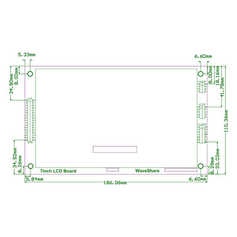 7 '' 800x480px TFT LCD kapazitiver Touchscreen für STN32F4xx