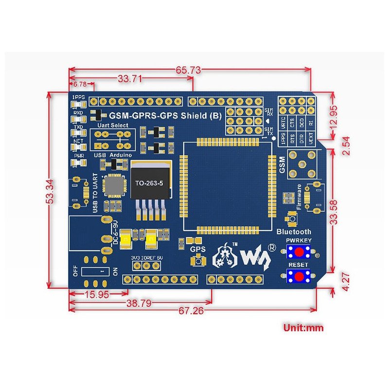 Waveshare GSM / GPRS / GPS SIM808 Shield - Shield für Arduino