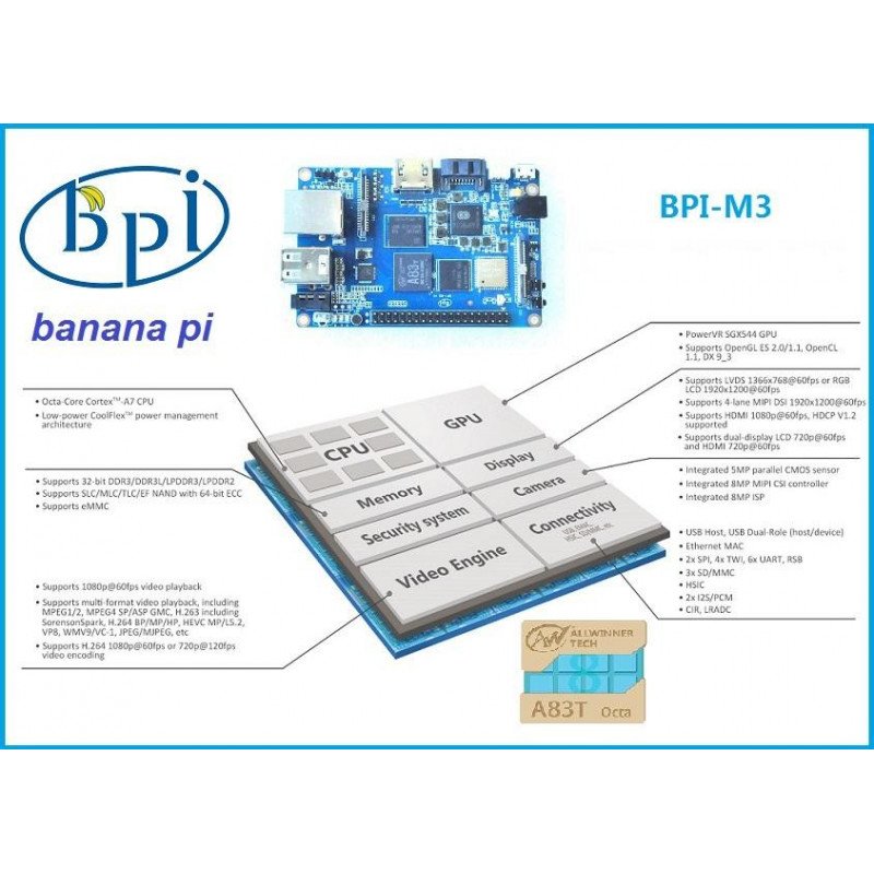 Banana Pi M3 2 GB RAM Octa-Core-WLAN
