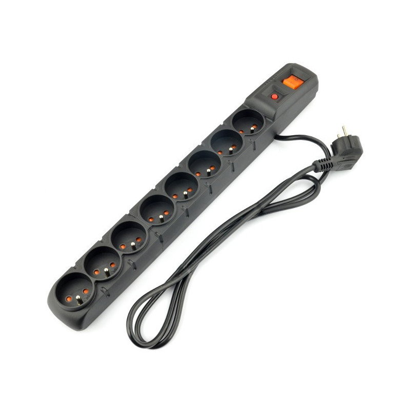 Steckdosenleiste mit Sicherheit Acar S8 schwarz - 8 Steckdosen - 1,5m