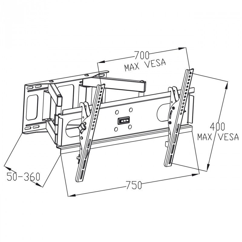 LCD-TV-Halterung AR-52 30 '' - 70 '' VESA 60kg - vertikale und horizontale Einstellung