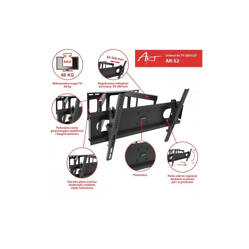 LCD-TV-Halterung AR-52 30 '' - 70 '' VESA 60kg - vertikale und horizontale Einstellung