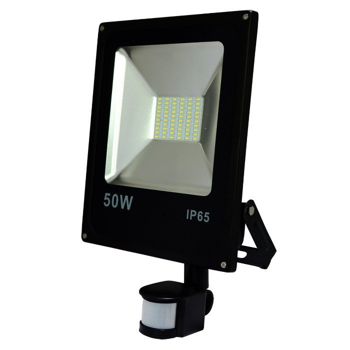 LED ART SMD PIR Außenlampe mit Bewegungsmelder, 50W, 3000lm, IP65, AC80-265V, 4000K - neutralweiß