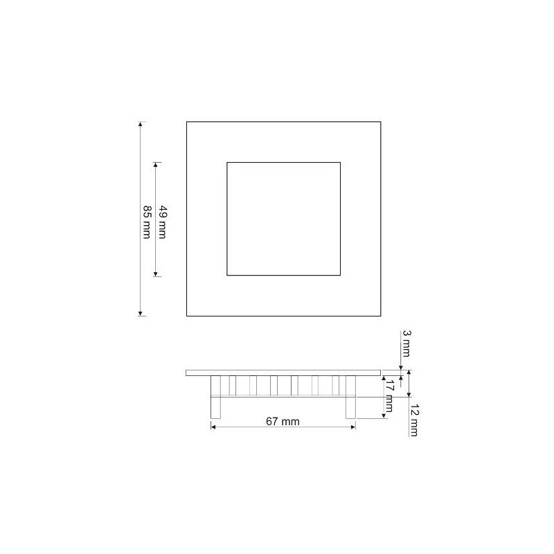 LED ART SLIM Panel für Einbau quadratisch 8,5cm, 3W, 210lm, AC80-265V, 4000K - neutralweiß