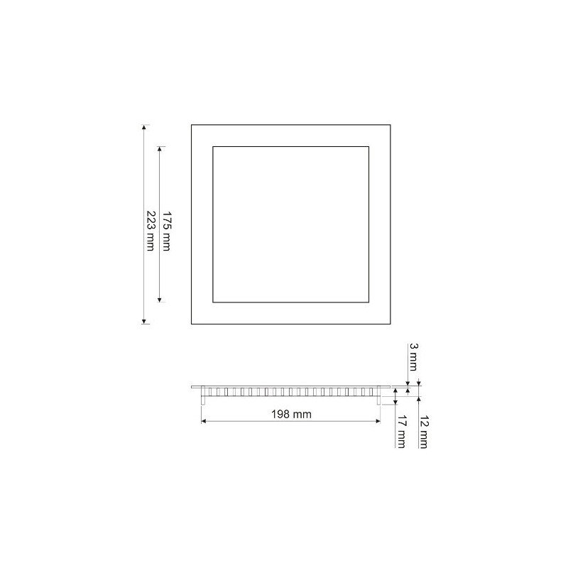 LED ART SLIM Panel für Einbau quadratisch 22cm, 18W, 1260lm, AC80-265V, 3000K - warmweiß