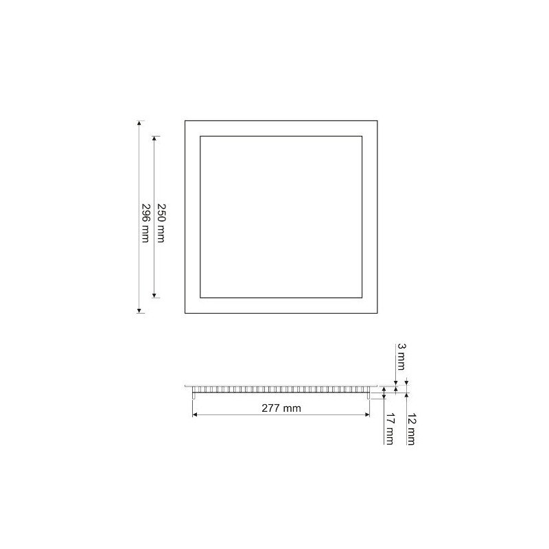 LED ART SLIM Panel für Einbau quadratisch 30cm, 25W, 1750lm, AC80-265V, 3000K - warmweiß