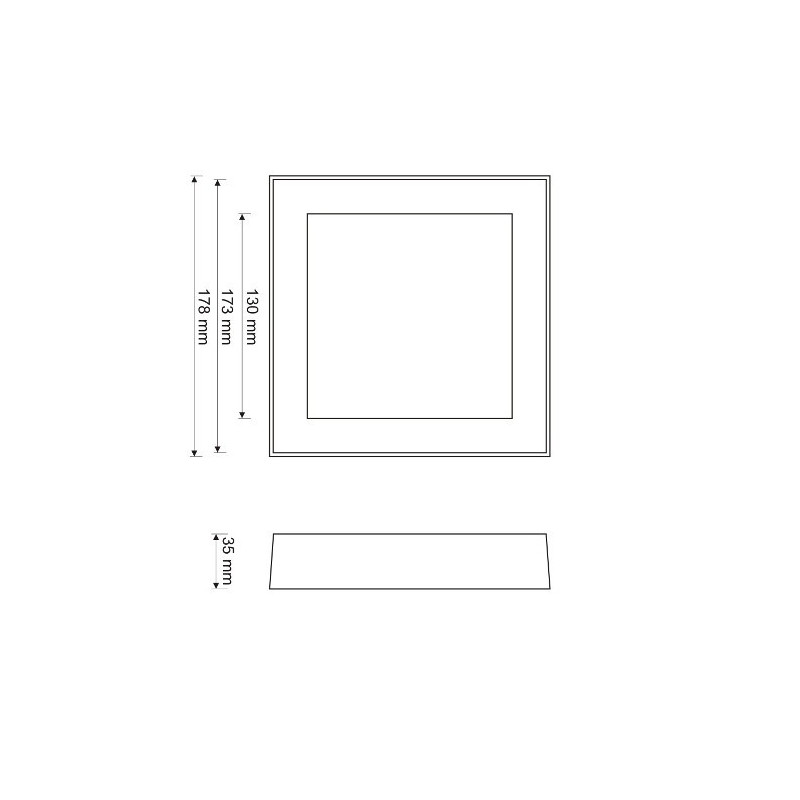 Aufbaumontiertes, quadratisches LED ART Panel 18cm, 12W, 720lm, AC80-265V, 4000K - neutralweiß