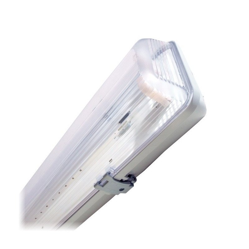 Leuchte für 1 Stück ART T8 LED-Röhren 60cm, einseitige Stromversorgung AC230V mit transparentem Schirm
