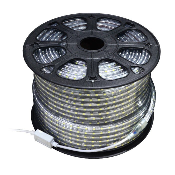 LED-Streifen SMD3528 IP65 4,8W, 60 LEDs / m, 12mm, AC230V, warmweiß - 50m