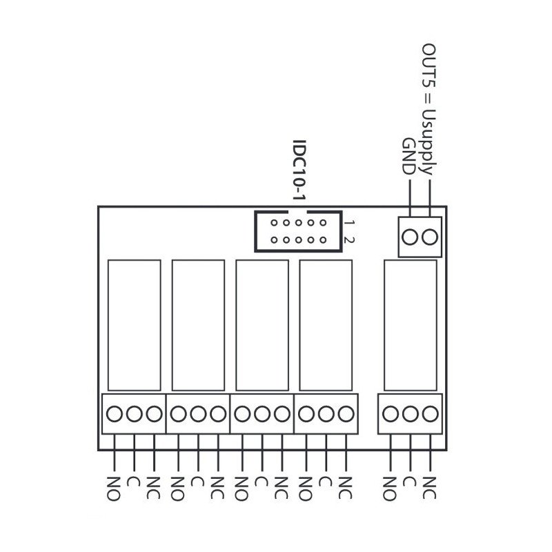 Relaisplatine 16A x 5 für GSM / LAN-Controller - 12V