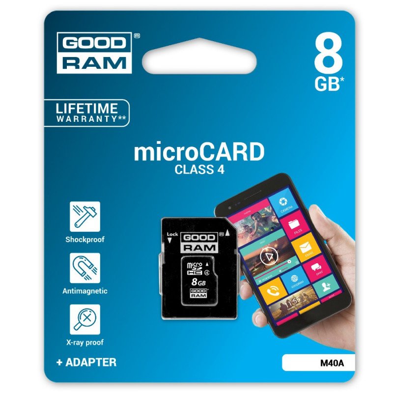Goodram Micro SD / SDHC 8GB Class 4 Speicherkarte mit Adapter