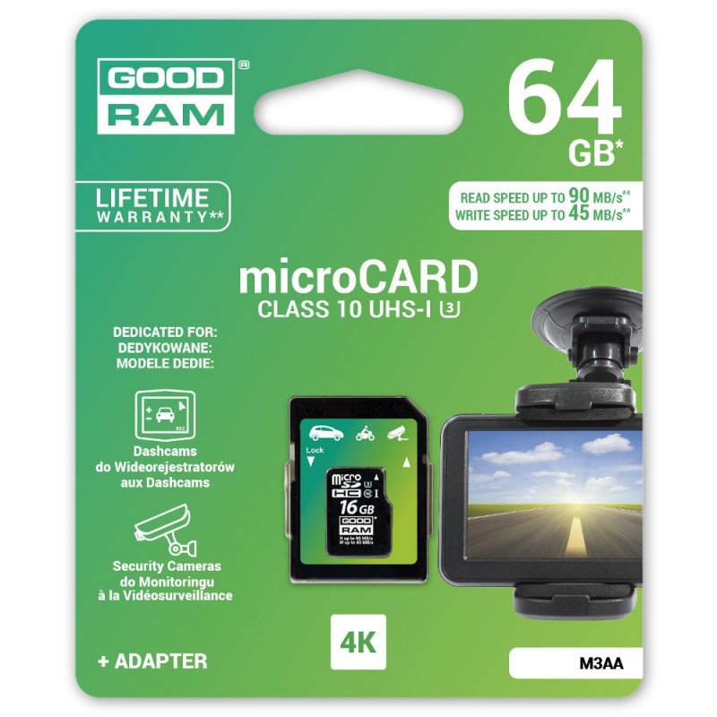 Goodram Micro SD / SDXC 64GB 4K UHS-I Klasse 10 Speicherkarte mit Adapter