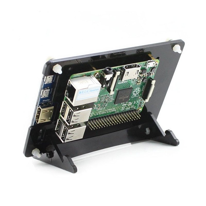Resistiver Touchscreen LCD TFT 5 '' (B) 800x480px HDMI + USB Rev 2.1 für Raspberry Pi 3/2 / Zero + Schwarz-Weiß-Gehäuse
