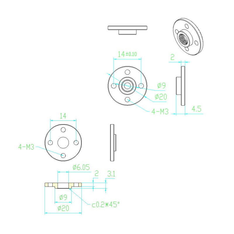 Aluminium-Rundhorn Feetech FK-RP-001 - 2cm / 6mm