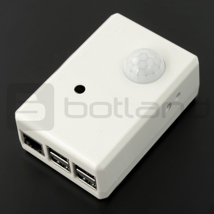 Weißes Gehäuse für RaspberryPi, Kamera und PIR SPI-BOX Bewegungssensor