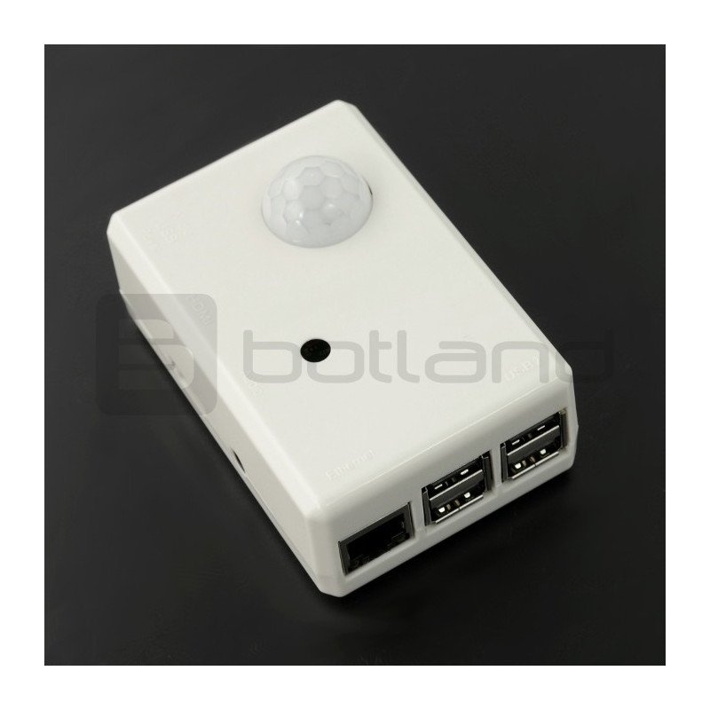 Weißes Gehäuse für RaspberryPi, Kamera und PIR SPI-BOX Bewegungssensor