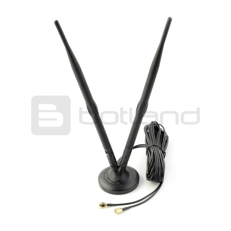 LTE 2x5dBI Antenne mit Buchse, SMA Kabel und Stecker