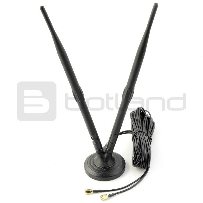 LTE 2x5dBI Antenne mit Buchse, SMA Kabel und Stecker