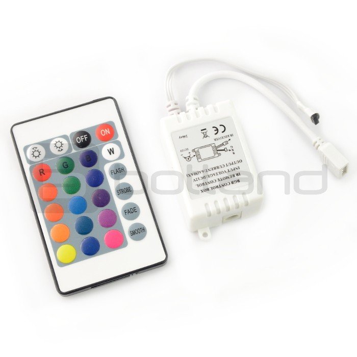 Controller von RGB-LED-Streifen und Streifen mit IR-Fernbedienung - 24 Tasten - MINI 72W