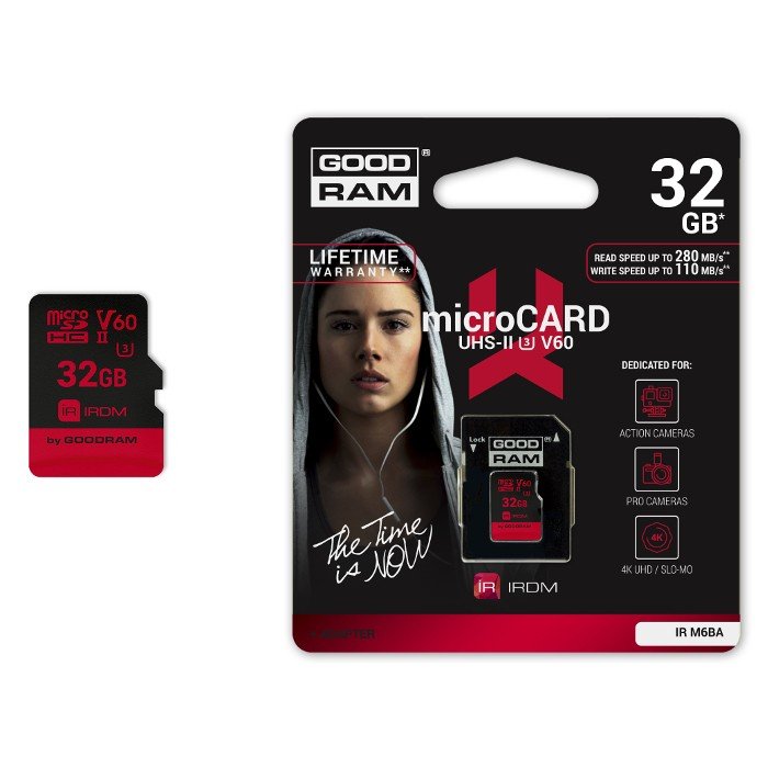 Goodram IRDM- 32 GB 280 MB / s UHS-II microSD-Speicherkarte + Adapter