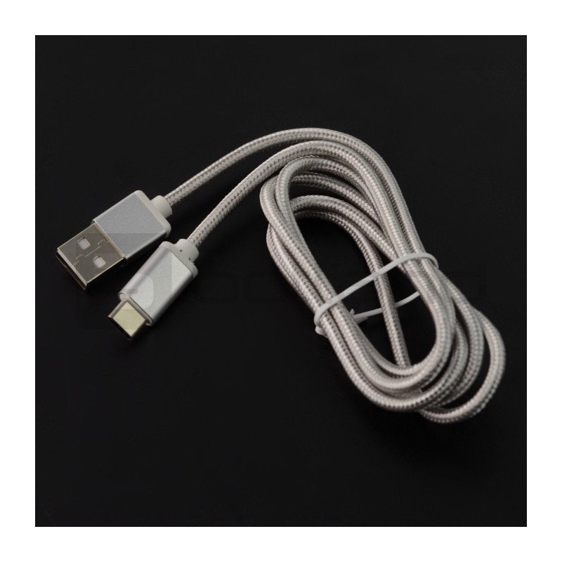 USB 2.0 Typ A - USB 2.0 Typ C Kabel - 1m Silber mit Geflecht