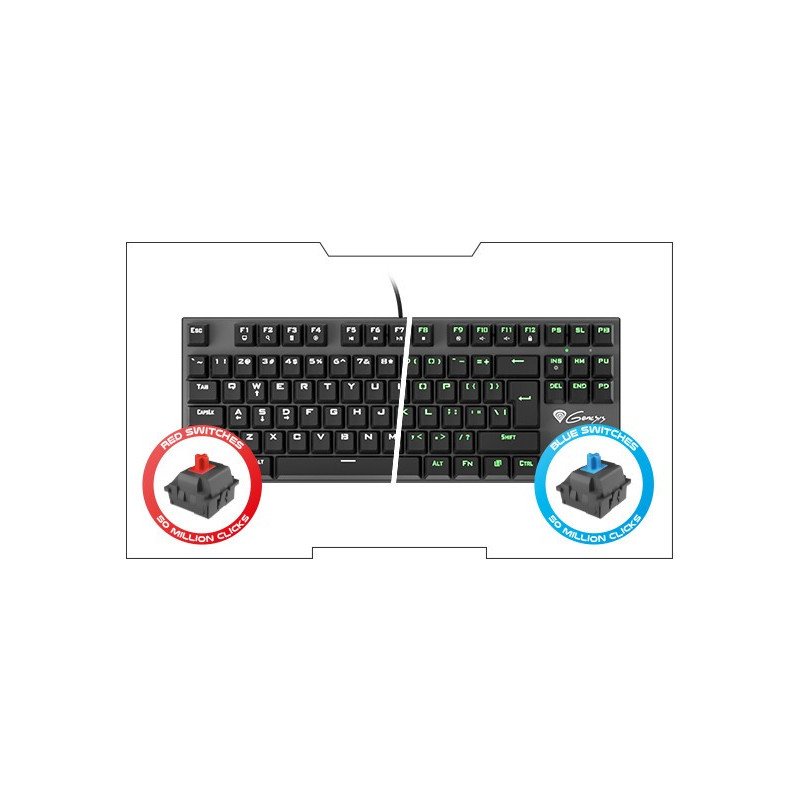 Mechanische Tastatur - Genesis Thor 300 TKL grüne Hintergrundbeleuchtung - Blau