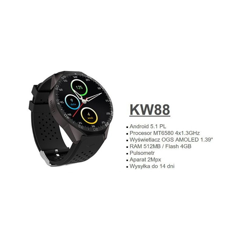 SmartWatch KW88 schwarz - intelligente Uhr