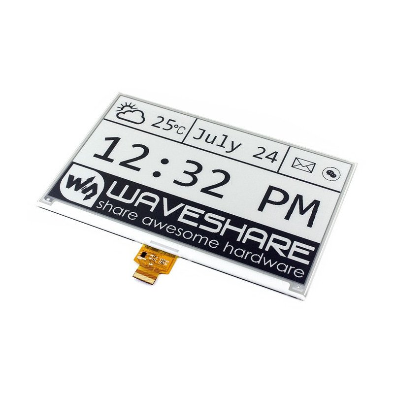Waveshare E-Paper E-Ink 7,5 '' 640x384px - Display mit HAT-Overlay