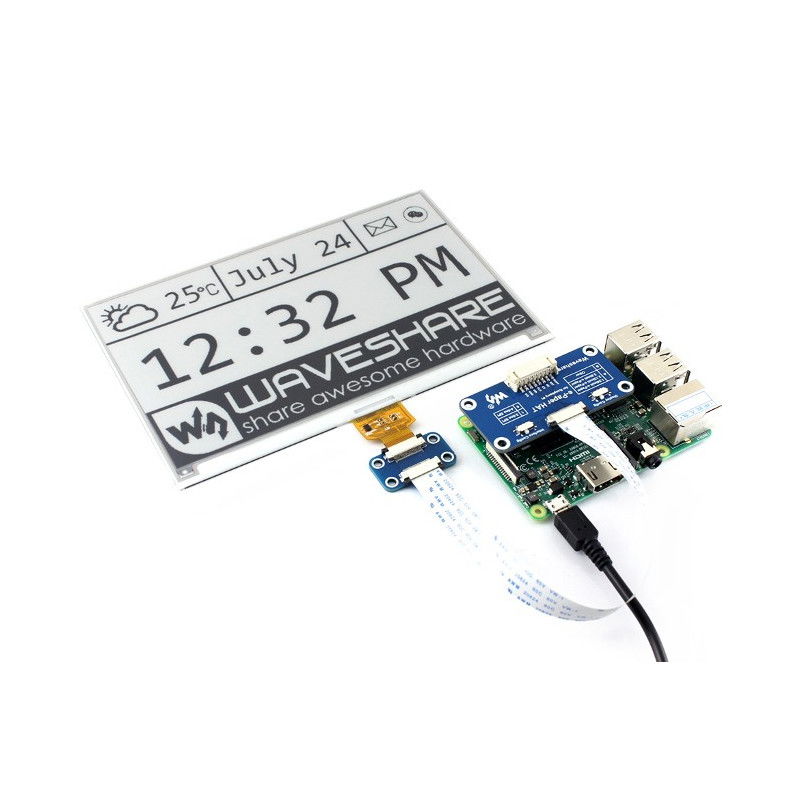 Waveshare E-Paper E-Ink 7,5'' Display 640x384px mit HAT-Overlay