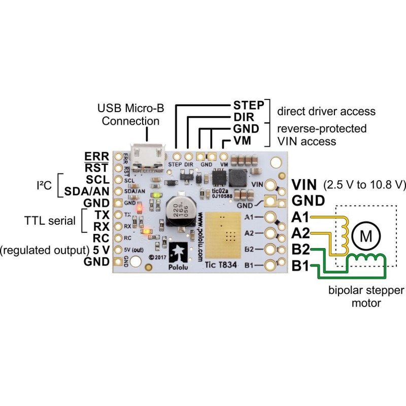 Pololu Tic T834 - USB 10,8 V / 2 A Schrittmotortreiber
