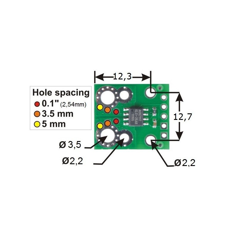 Stromsensor ACS711 -12,5 A bis + 12,5 A - Pololu-Modul