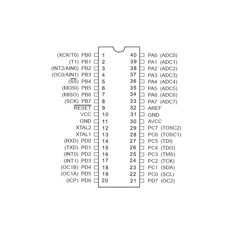 AVR-Mikrocontroller - ATmega16A-PU - DIP