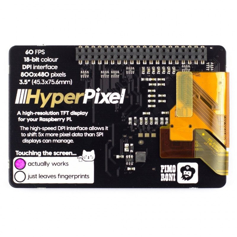 HyperPixel - Kapazitiver LCD-Touchscreen TFT 3,5 '' 800x400px GPIO für Raspberry Pi 3/2 / B + / Zero
