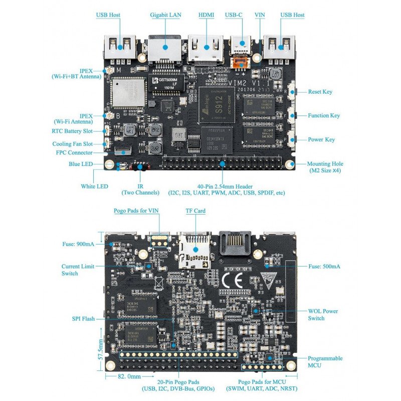 Khadas VIM2 Basic - ARM Cortex A53 Octa-Core 1,5 GHz WLAN + 2 GB RAM + 16 GB eMMC