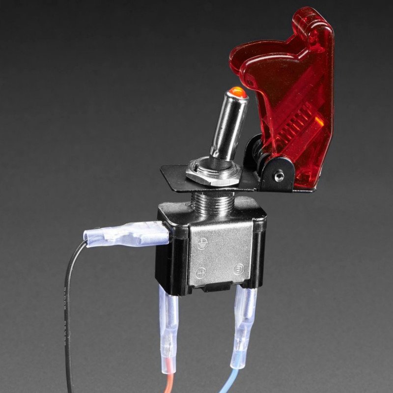 VISSQH 12V/20A Auto Kippschalter, Kippschalter Rot LED Licht Schalter,SPST  3-pin EIN/AUS Wippschalter,mit Wasserfester Kappe mit Installationsplatte